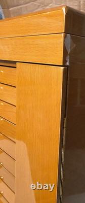 100 Slot 10 Layer Wood Pen Display Case Natural Wood NOS Veneer Chipped