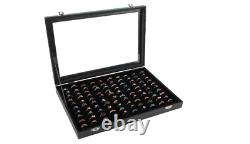 100 Slot Jewelry Display Case Ring Organizer Glass Top Storage Holder Box Tray