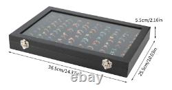 100 Slot Jewelry Display Case Ring Organizer Glass Top Storage Holder Box Tray