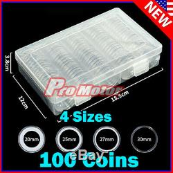 100pcs Collectible Gold Silver Coins Display Storage Box set Case Grids 4 sizes
