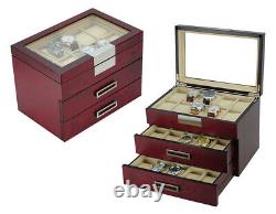 10 20 30 Slot Wrist Watch Cherry Wood Storage Display Box Case Chest Cabinet