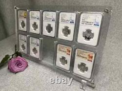 10 Grids Crystal Acrylic Display Frame Show Case Storage Box For NGC/PCGS Holder