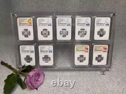 10 Grids Crystal Acrylic Display Frame Show Case Storage Box For NGC/PCGS Holder