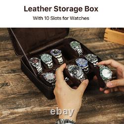 10 Slot Genuine Leather Watch Display Storage Box Watch Case Watch Organizer Box