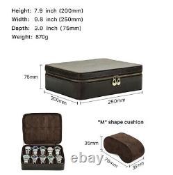 10 Slots Luxury Genuine Leather Watches Display Case Collection Storage Box