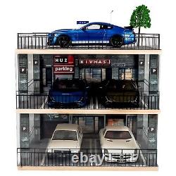 118 Scale 3-Tiers Model Car Display Case with Parking Lot Scene for