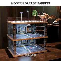 118 Scale 3-Tiers Model Car Display Case with Parking Lot Scene for
