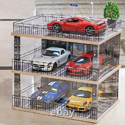118 Scale 3-Tiers Model Car Display Case with Parking Lot Scene for