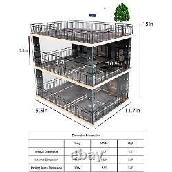 118 Scale 3-Tiers Model Car Display Case with Parking Lot Scene for