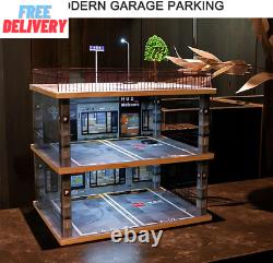 118 Scale 3-Tiers Model Car Display Case with Parking Lot Scene for Sports Car