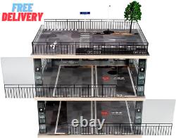 118 Scale 3-Tiers Model Car Display Case with Parking Lot Scene for Sports Car