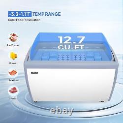 12.7 cu. Ft Commercial Ice Cream Freezer Display Case with 4 Storage Baskets