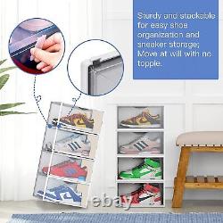 12 Pack Stackable Plastic Sneaker Display Case Storage Organizer for US Size 12