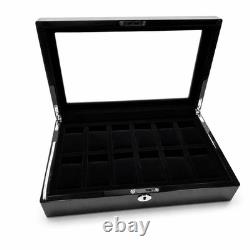 12 Slot Watch Box Carbon Fiber Display Case Paradise Pen Glass Top Storage Case