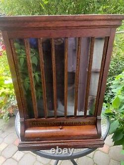 1880's ANTIQUE J. P. COATS OAK SPOOL THREAD STORE TABLE TOP DISPLAY CASE CABINET