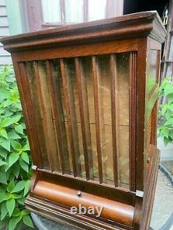 1880's ANTIQUE J. P. COATS OAK SPOOL THREAD STORE TABLE TOP DISPLAY CASE CABINET