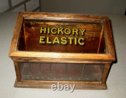 1890's Wood Store Counter Display Case- Hickory Elastic-sewing-clothing-org 13