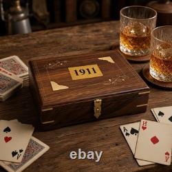 1911 Pistol Gun Wood Presentation Storage Display Case Brown Velvet Lined (28)