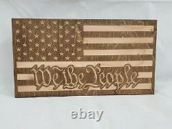 19 WE THE PEOPLE American Flag handgun concealment cabinet hidden gun storage