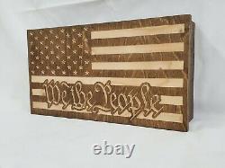 19 WE THE PEOPLE American Flag handgun concealment cabinet hidden gun storage