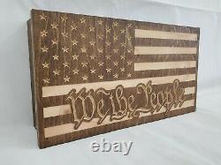 19 WE THE PEOPLE American Flag handgun concealment cabinet hidden gun storage