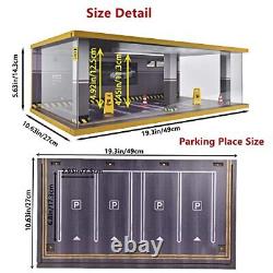 1/24 Scale Model Car Display Case with Light, 1 124 4 Parking Place Grey