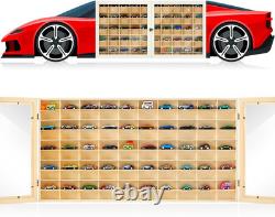 1/64 Scale Model Car Storage Display Case Shelf Wood Color, red, Black