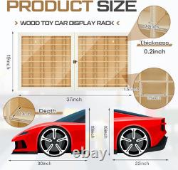 1/64 Scale Model Car Storage Display Case Shelf Wood Color, red, Black