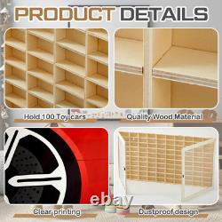 1/64 Scale Model Car Storage Display Case Shelf Wood Color, red, Black