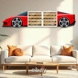 1/64 Scale Model Car Storage Display Case Shelf Wood Color, red, Black