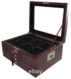 1x Guardhouse Wood Glass-Top Display Case 24 Graded Coin Slabs Key