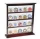 20 Challenge Coin Display Case 4 Shelves Cherry Military Cabinet Wood Curio Rack