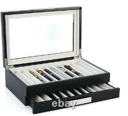 20 Piece Black Ebony Wood Pen Display Case Storage And Fountain Pen Collector