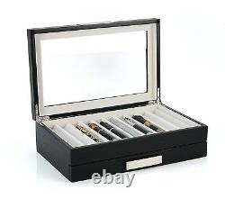 20 Piece Black Ebony Wood Pen Display Case Storage And Fountain Pen Collector