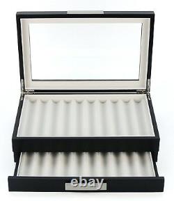 20 Piece Black Ebony Wood Pen Display Case Storage And Fountain Pen Collector