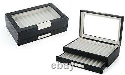 20 Piece Black Ebony Wood Pen Display Case Storage And Fountain Pen Collector