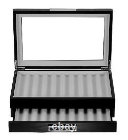 20 Piece Black Ebony Wood Pen Display Case Storage and Fountain Pen Collector