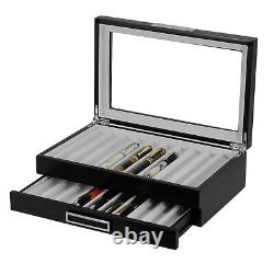 20 Piece Black Ebony Wood Pen Display Case Storage and Fountain Pen Collector