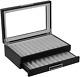 20 Piece Black Ebony Wood Pen Display Case Storage And Fountain Pen Collector Or