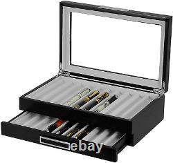 20 Piece Black Ebony Wood Pen Display Case Storage and Fountain Pen Collector Or