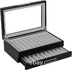 20 Piece Black Ebony Wood Pen Display Case Storage and Fountain Pen Collector Or