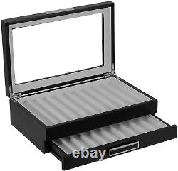 20 Piece Black Ebony Wood Pen Display Case Storage and Fountain Pen Collector Or