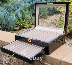 20 Slot 2 Layer Wood Pen Storage Display Case Black NEW! (CLOSEOUT 50% OFF)