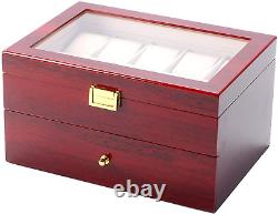 20 Slots Wood Watch Case Display Storage Watch Box Glass Top Jewelry Watch Colle