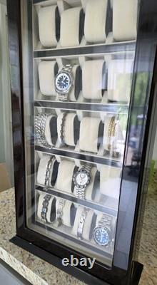 20 WATCH CHERRY WOOD DISPLAY CASE STAND Cherry WOOD STORAGE ORGANIZER BOX HANG