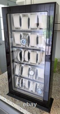 20 WATCH CHERRY WOOD DISPLAY CASE STAND Cherry WOOD STORAGE ORGANIZER BOX HANG