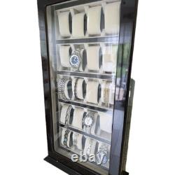 20 WATCH CHERRY WOOD DISPLAY CASE STAND Cherry WOOD STORAGE ORGANIZER BOX HANG