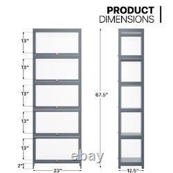 23 Display Cabinet Bookshelf Flip Up Acrylic Door Toys Storage Showcase 5 Tier