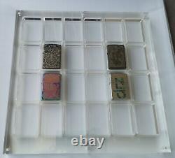 24 Grids Crystal Acrylic Magnetic Display Case Storage Frame For Zippo Lighters