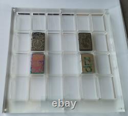 24 Grids Crystal Acrylic Magnetic Display Case Storage Frame For Zippo Lighters